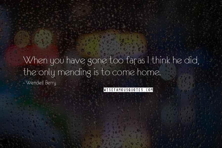 Wendell Berry Quotes: When you have gone too far, as I think he did, the only mending is to come home.