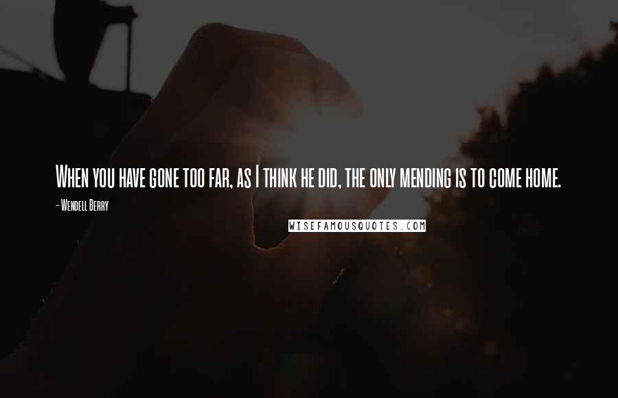 Wendell Berry Quotes: When you have gone too far, as I think he did, the only mending is to come home.