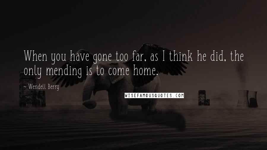 Wendell Berry Quotes: When you have gone too far, as I think he did, the only mending is to come home.
