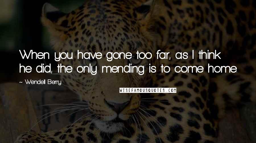 Wendell Berry Quotes: When you have gone too far, as I think he did, the only mending is to come home.