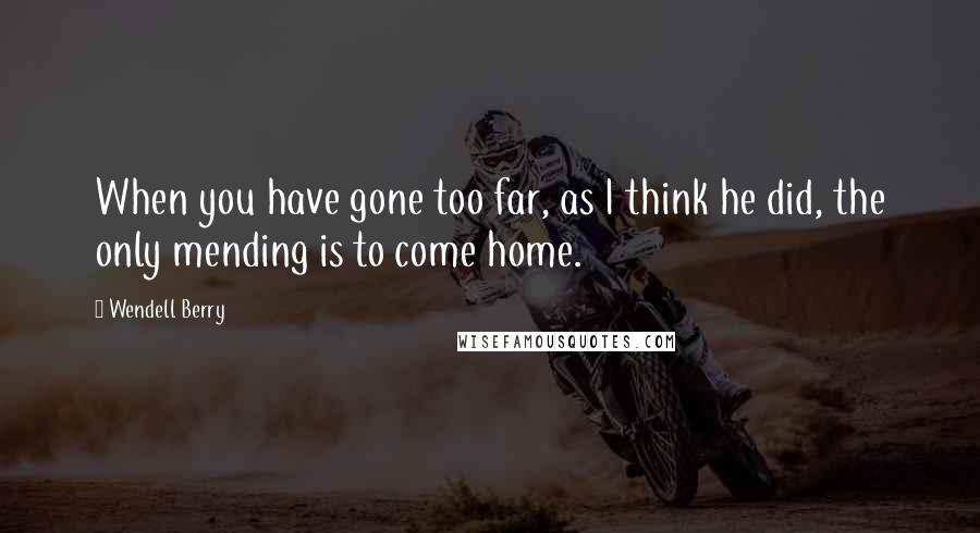 Wendell Berry Quotes: When you have gone too far, as I think he did, the only mending is to come home.