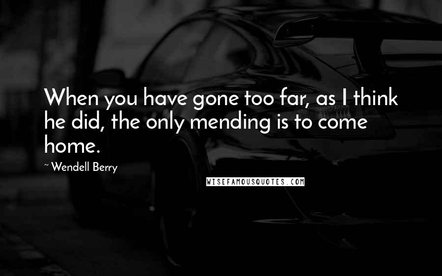 Wendell Berry Quotes: When you have gone too far, as I think he did, the only mending is to come home.