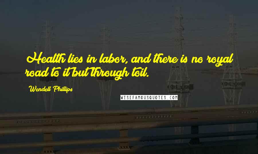 Wendell Phillips Quotes: Health lies in labor, and there is no royal road to it but through toil.