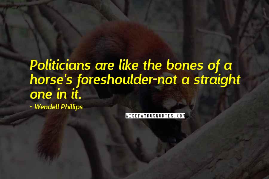 Wendell Phillips Quotes: Politicians are like the bones of a horse's foreshoulder-not a straight one in it.