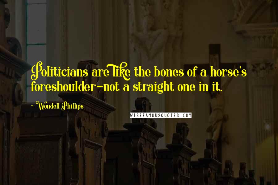 Wendell Phillips Quotes: Politicians are like the bones of a horse's foreshoulder-not a straight one in it.