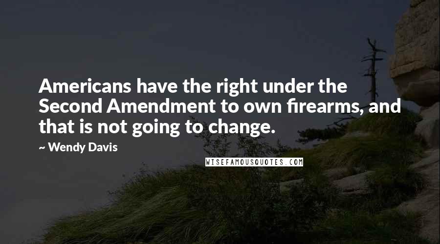 Wendy Davis Quotes: Americans have the right under the Second Amendment to own firearms, and that is not going to change.