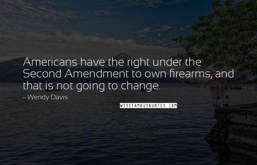 Wendy Davis Quotes: Americans have the right under the Second Amendment to own firearms, and that is not going to change.