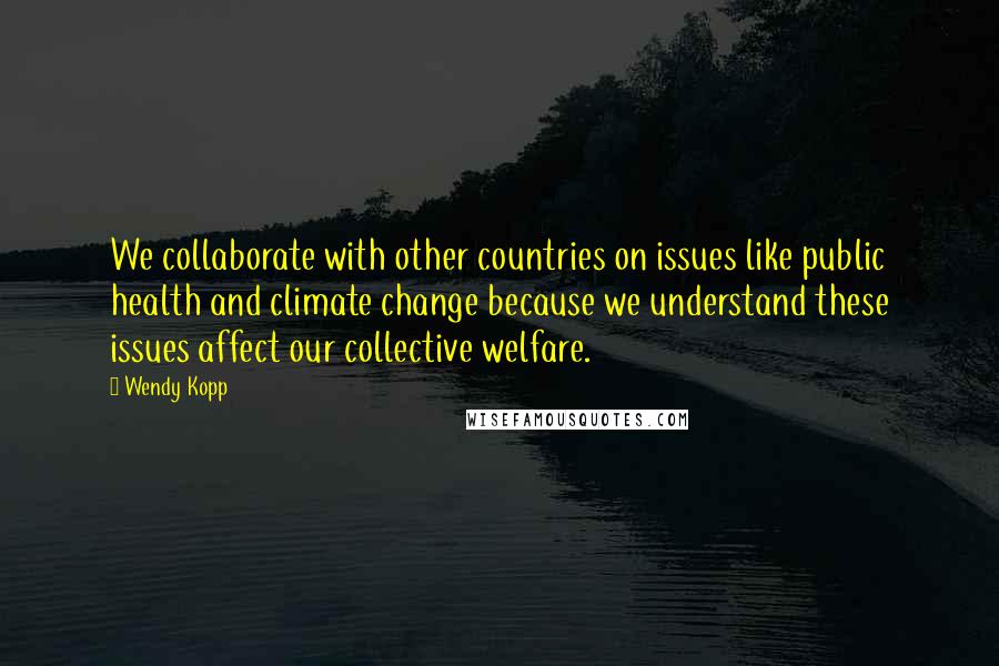 Wendy Kopp Quotes: We collaborate with other countries on issues like public health and climate change because we understand these issues affect our collective welfare.