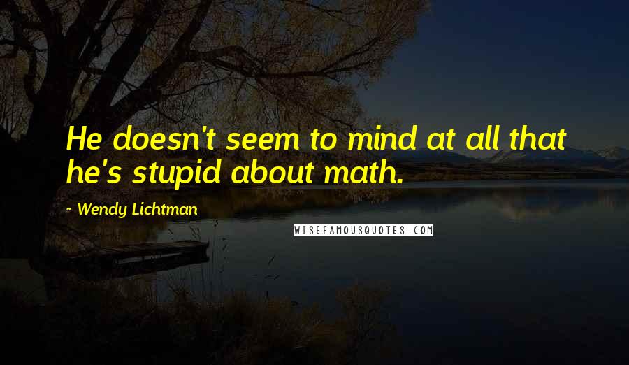 Wendy Lichtman Quotes: He doesn't seem to mind at all that he's stupid about math.