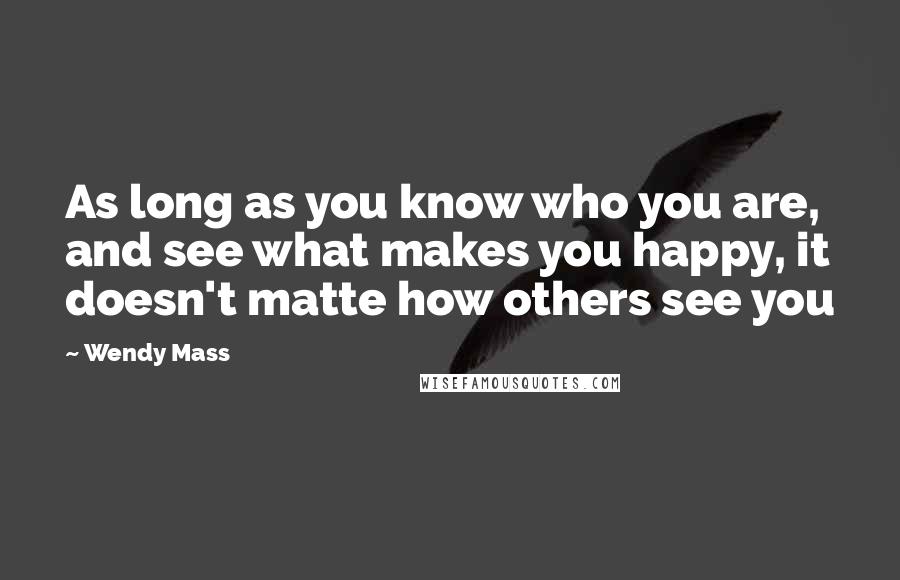 Wendy Mass Quotes: As long as you know who you are, and see what makes you happy, it doesn't matte how others see you