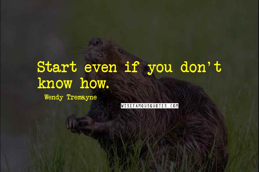 Wendy Tremayne Quotes: Start even if you don't know how.