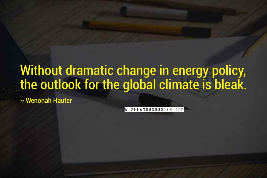 Wenonah Hauter Quotes: Without dramatic change in energy policy, the outlook for the global climate is bleak.