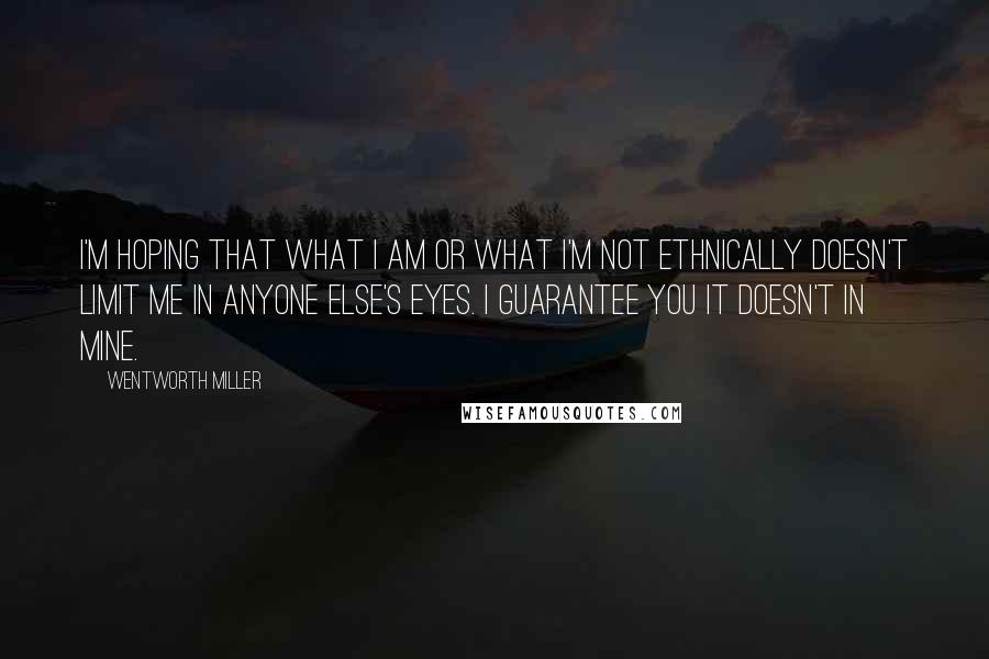 Wentworth Miller Quotes: I'm hoping that what I am or what I'm not ethnically doesn't limit me in anyone else's eyes. I guarantee you it doesn't in mine.