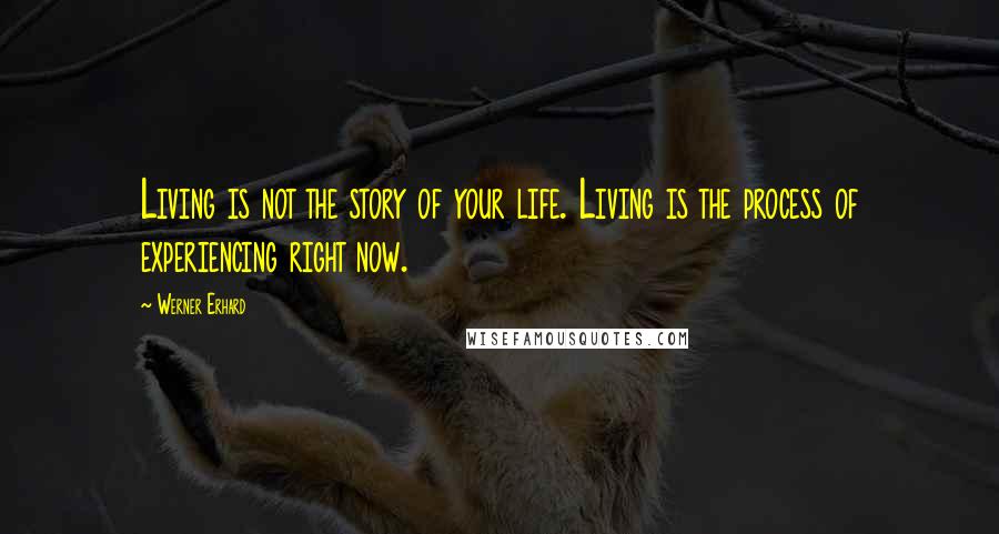 Werner Erhard Quotes: Living is not the story of your life. Living is the process of experiencing right now.