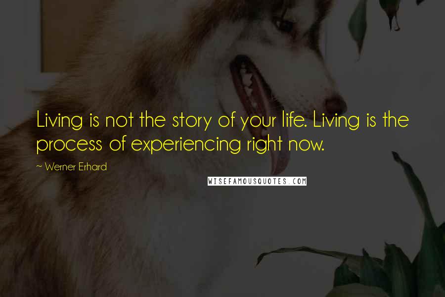 Werner Erhard Quotes: Living is not the story of your life. Living is the process of experiencing right now.