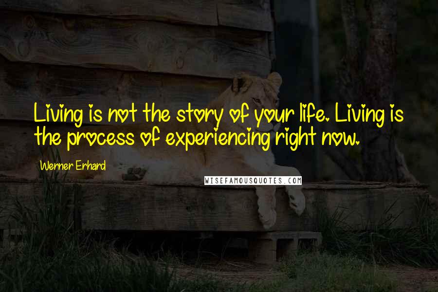 Werner Erhard Quotes: Living is not the story of your life. Living is the process of experiencing right now.