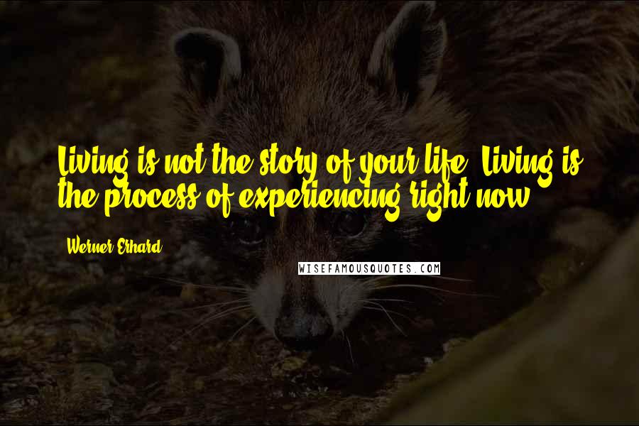 Werner Erhard Quotes: Living is not the story of your life. Living is the process of experiencing right now.