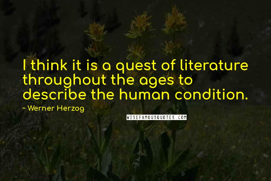 Werner Herzog Quotes: I think it is a quest of literature throughout the ages to describe the human condition.