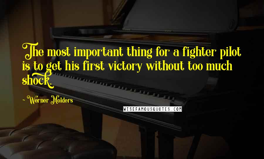 Werner Molders Quotes: The most important thing for a fighter pilot is to get his first victory without too much shock.