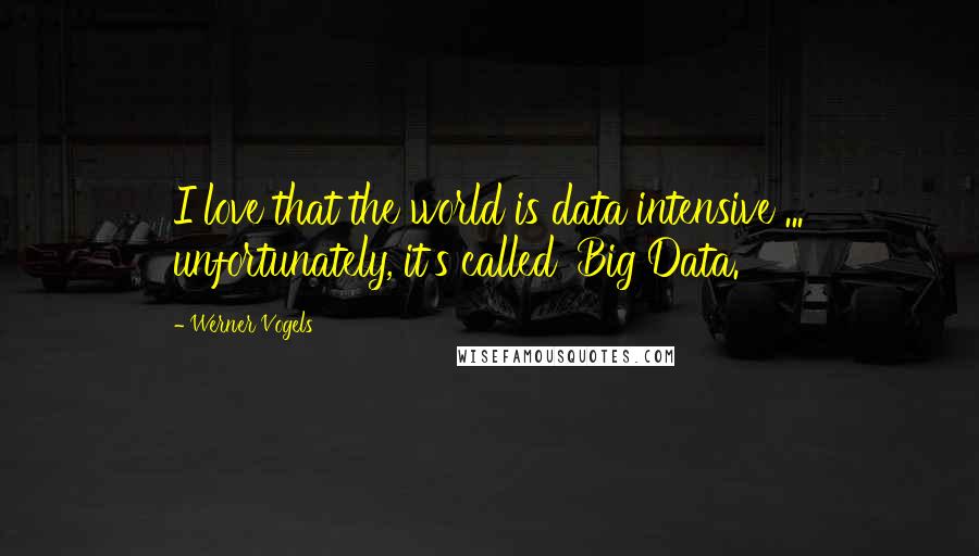 Werner Vogels Quotes: I love that the world is data intensive ... unfortunately, it's called 'Big Data.'