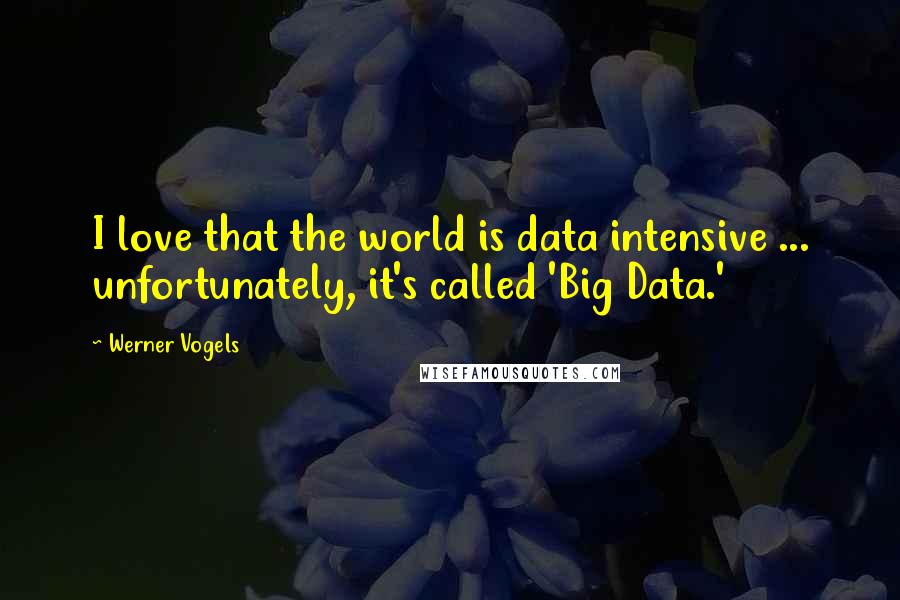 Werner Vogels Quotes: I love that the world is data intensive ... unfortunately, it's called 'Big Data.'