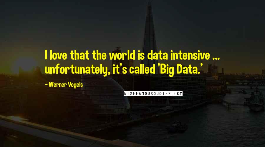 Werner Vogels Quotes: I love that the world is data intensive ... unfortunately, it's called 'Big Data.'