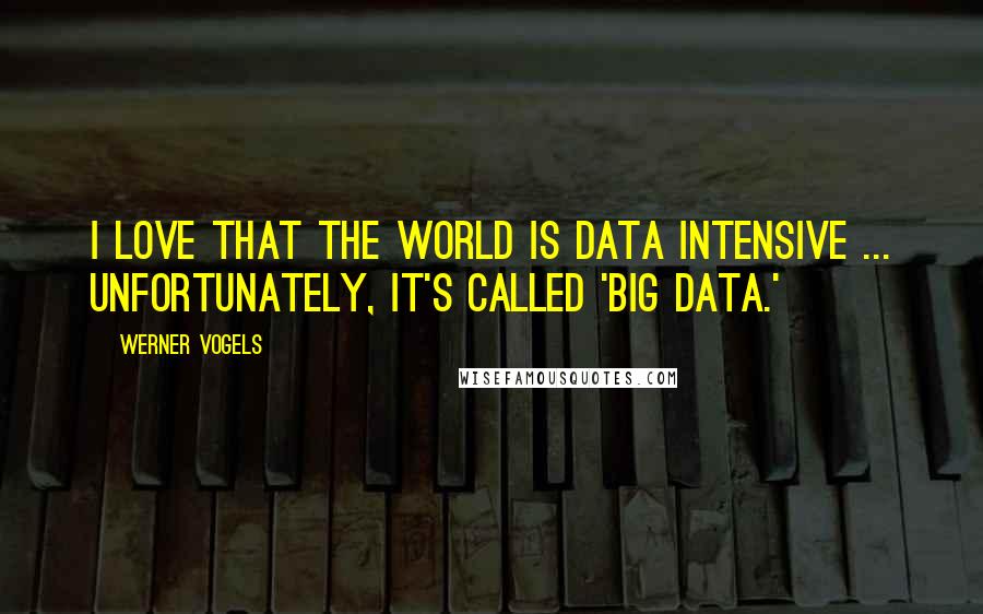 Werner Vogels Quotes: I love that the world is data intensive ... unfortunately, it's called 'Big Data.'