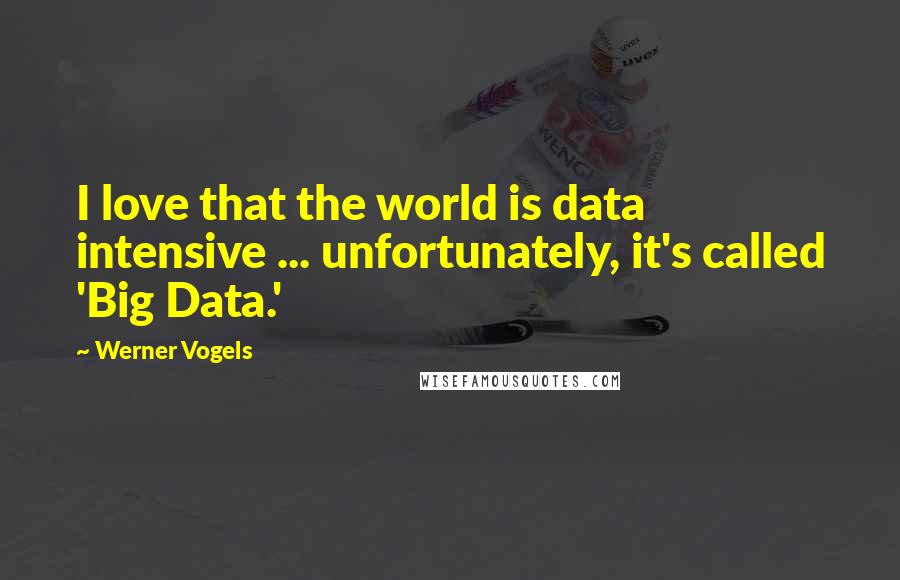 Werner Vogels Quotes: I love that the world is data intensive ... unfortunately, it's called 'Big Data.'