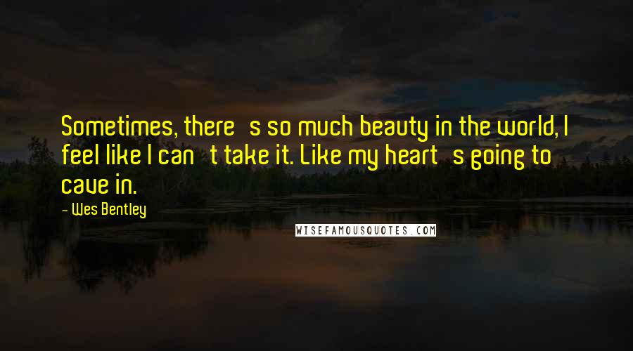 Wes Bentley Quotes: Sometimes, there's so much beauty in the world, I feel like I can't take it. Like my heart's going to cave in.