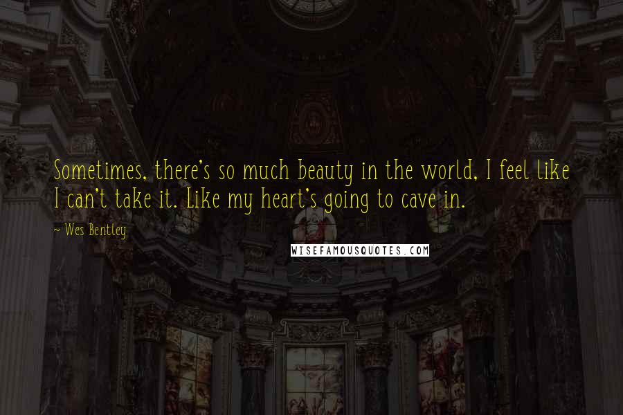 Wes Bentley Quotes: Sometimes, there's so much beauty in the world, I feel like I can't take it. Like my heart's going to cave in.