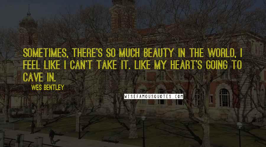 Wes Bentley Quotes: Sometimes, there's so much beauty in the world, I feel like I can't take it. Like my heart's going to cave in.
