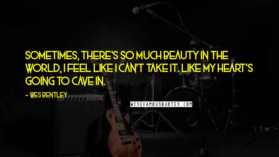 Wes Bentley Quotes: Sometimes, there's so much beauty in the world, I feel like I can't take it. Like my heart's going to cave in.