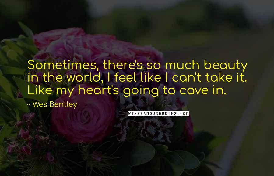 Wes Bentley Quotes: Sometimes, there's so much beauty in the world, I feel like I can't take it. Like my heart's going to cave in.