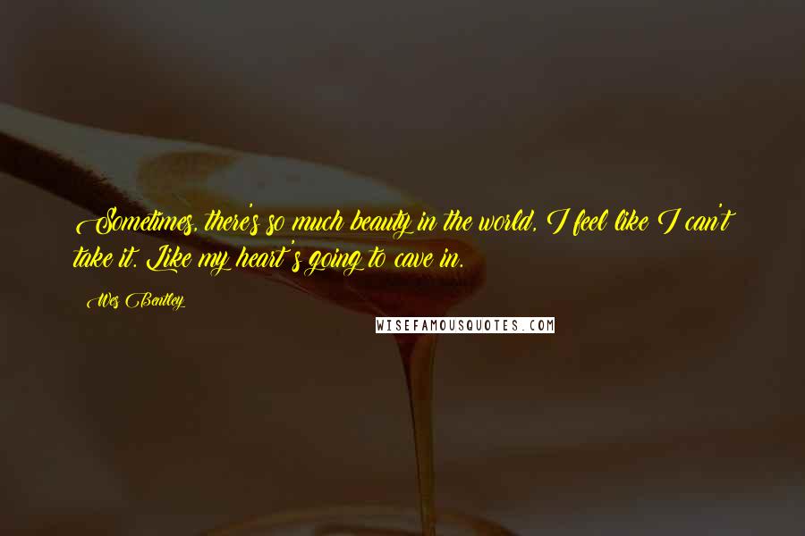Wes Bentley Quotes: Sometimes, there's so much beauty in the world, I feel like I can't take it. Like my heart's going to cave in.