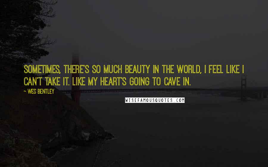 Wes Bentley Quotes: Sometimes, there's so much beauty in the world, I feel like I can't take it. Like my heart's going to cave in.