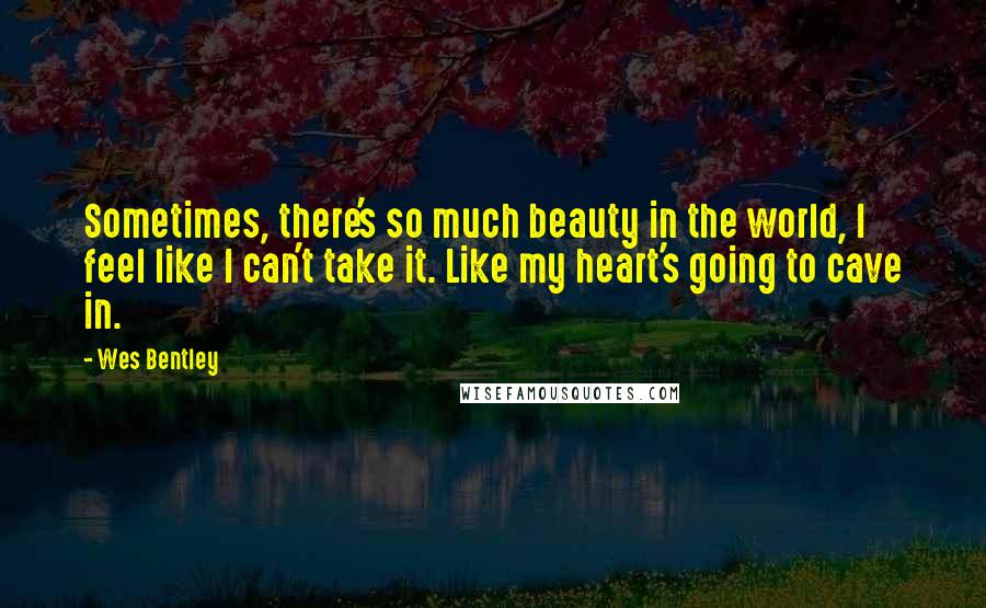 Wes Bentley Quotes: Sometimes, there's so much beauty in the world, I feel like I can't take it. Like my heart's going to cave in.