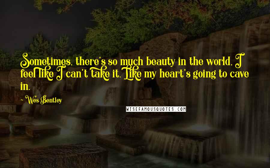 Wes Bentley Quotes: Sometimes, there's so much beauty in the world, I feel like I can't take it. Like my heart's going to cave in.