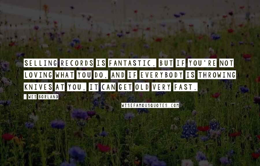 Wes Borland Quotes: Selling records is fantastic. But if you're not loving what you do, and if everybody is throwing knives at you, it can get old very fast.