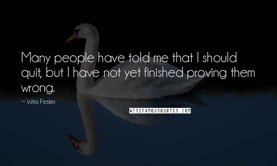 Wes Fesler Quotes: Many people have told me that I should quit, but I have not yet finished proving them wrong.