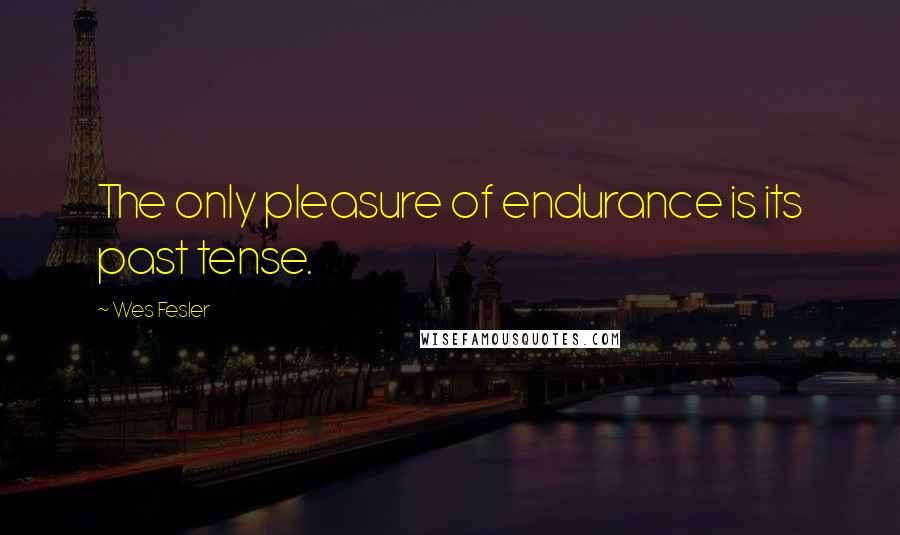 Wes Fesler Quotes: The only pleasure of endurance is its past tense.