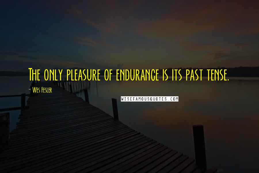 Wes Fesler Quotes: The only pleasure of endurance is its past tense.