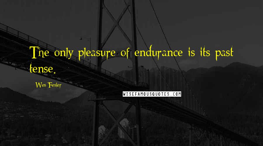 Wes Fesler Quotes: The only pleasure of endurance is its past tense.