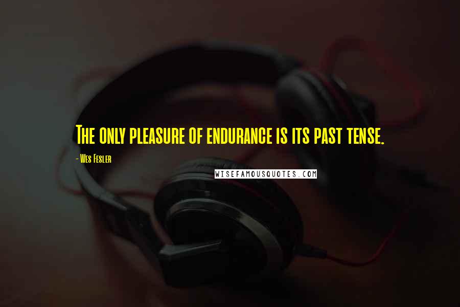 Wes Fesler Quotes: The only pleasure of endurance is its past tense.