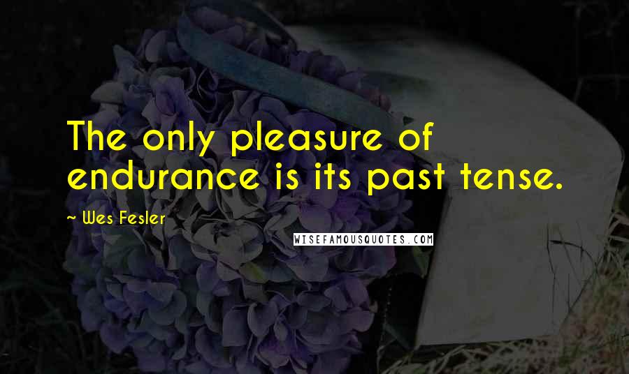 Wes Fesler Quotes: The only pleasure of endurance is its past tense.
