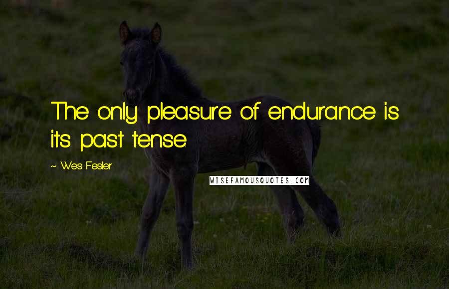 Wes Fesler Quotes: The only pleasure of endurance is its past tense.