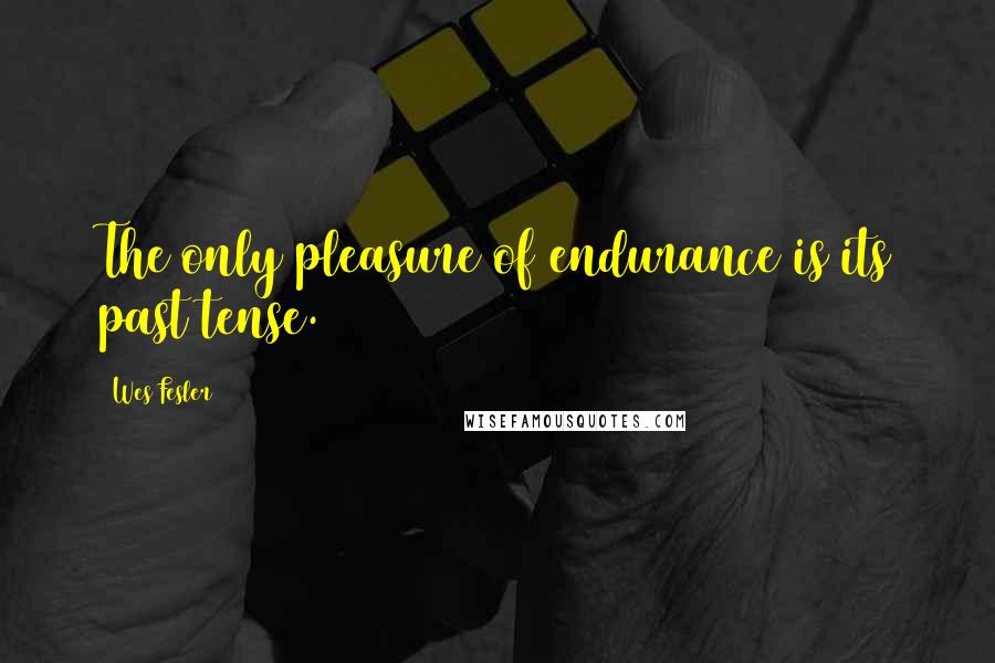 Wes Fesler Quotes: The only pleasure of endurance is its past tense.