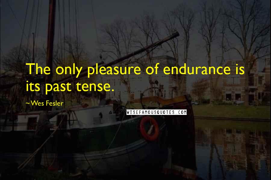 Wes Fesler Quotes: The only pleasure of endurance is its past tense.