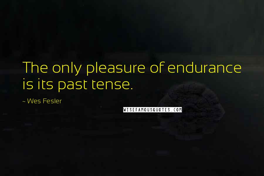 Wes Fesler Quotes: The only pleasure of endurance is its past tense.