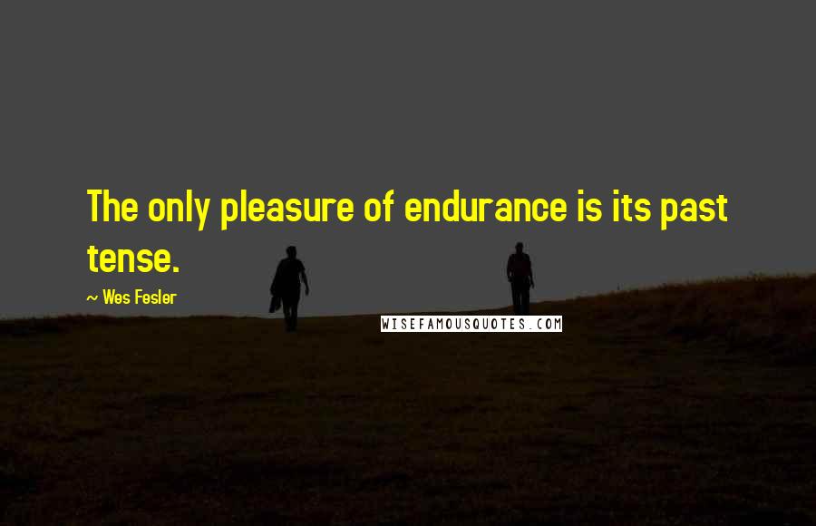 Wes Fesler Quotes: The only pleasure of endurance is its past tense.