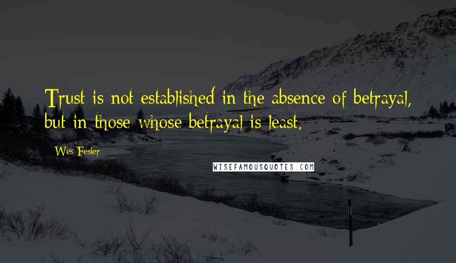 Wes Fesler Quotes: Trust is not established in the absence of betrayal, but in those whose betrayal is least.